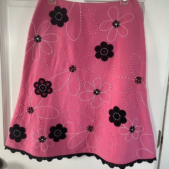Harold's Dresses & Skirts - Vintage Harold's Pink Floral Embroidered A-Line Skirt